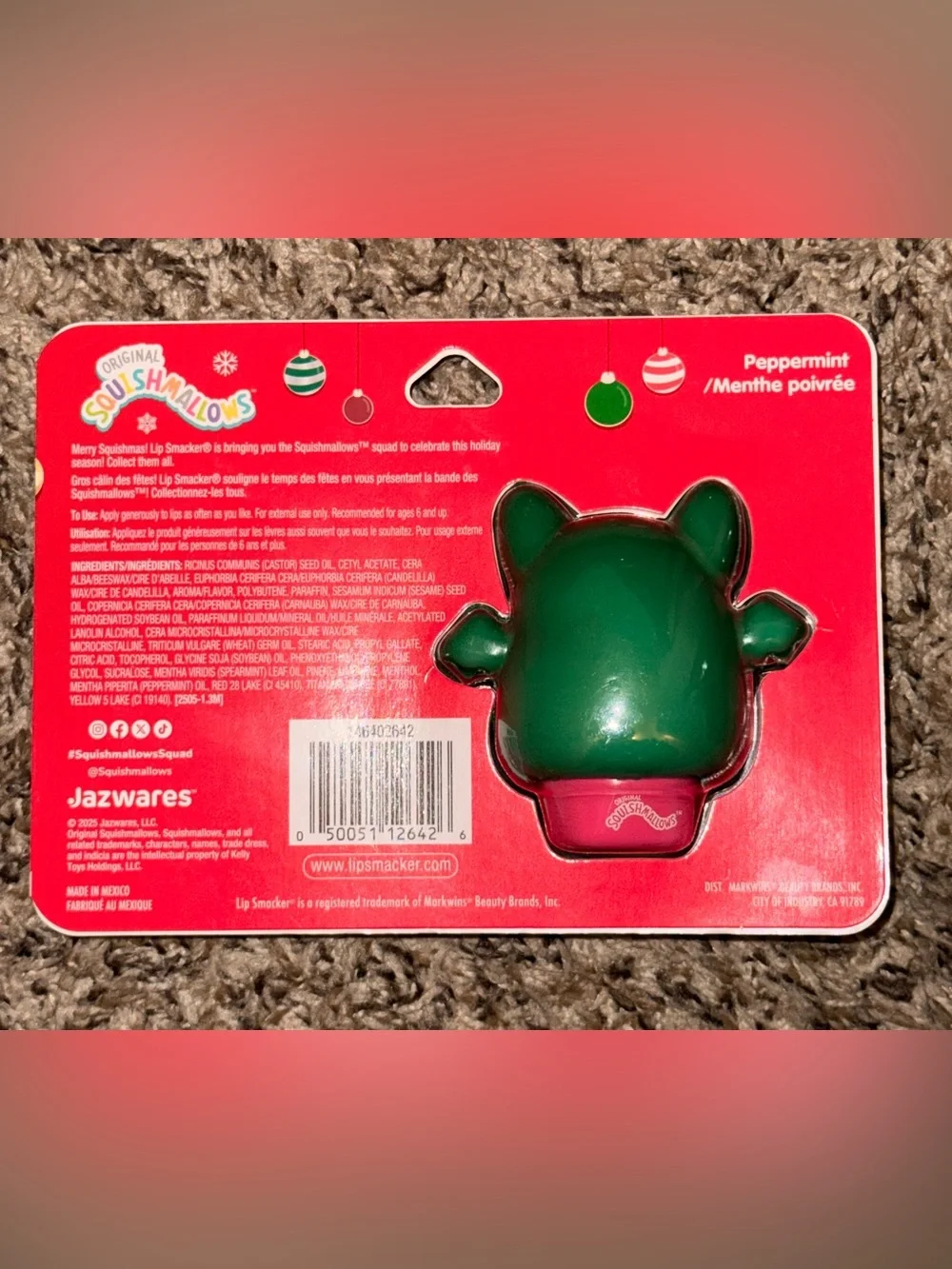 Squishmallows Lip Smacker Peppermint Lip Balm & Mini - Red & Green